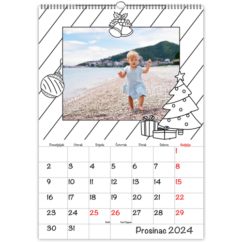 Personalizirani fotokalendar bojanka - svaki mjesec dizajniran je atraktivnim motivima za bojanje